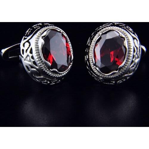 SPARTA Duke Plated with White Gold red AAA Class zircon cufflinks mens Cuff Links + Free Shipping !!! metal buttons