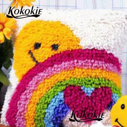 Latch hook rug making printed throw pillow 3d Cross-stitch cushion embroidery Cushion Mat Crocheting Rug Yarn Pillowcase