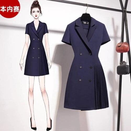 Woman Dresses Dress Summer Work Clothes Workwear Womens Dress Pleated Suit Skirt Vestido De Mujer Femme Robe