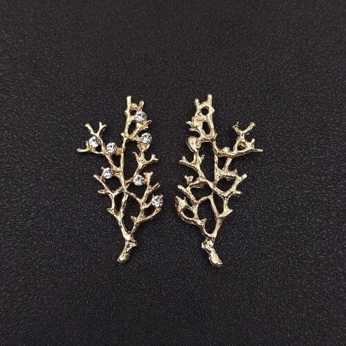 10 PCS Metal Rhinestone Tree Branch 24*52mm Diy Accessories Headwear Of Bride Handmade Jewelry Making