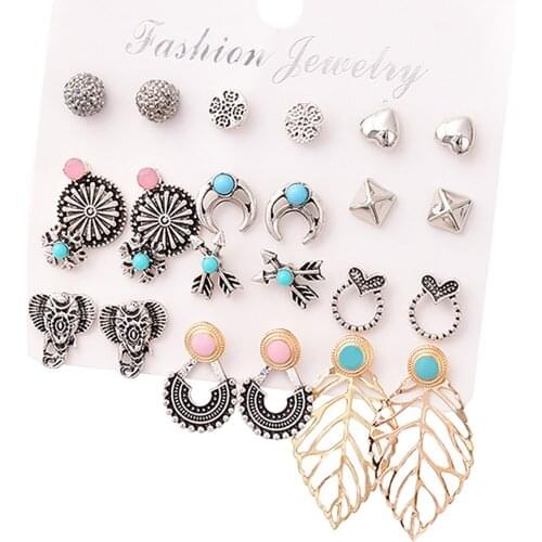 12 Pairs Earrings Stud Earrings Set for Women Girls Jewel, Easy to Wear