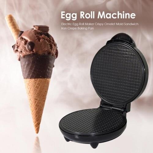 1200W Electric Egg Roll Maker Crispy Omelet Mold Sandwich Iron Crepe Baking Pan DIY Kitchen Tool Ice Cream Cone Machine EU Plug