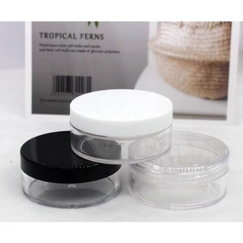 17g Plastic Transparent Black Lid Loose Powder Empty Jar Cosmetic Finishing Powder Packaging Container