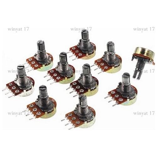 20pcs Audio Volume Potentiometer Switch Dual center tap B50K B100K 15mm