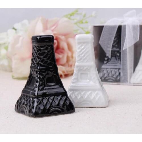 200pcs=100sets/lot Unique Tower Design Ceramic Salt and Pepper Shakers Souvenirs Wedding Favor Free shipping SN1183