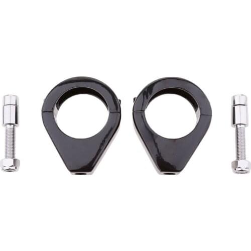 2x Motorcycle Black Turn Signal Indicator Relocation 39mm Fork Clamp Mount Universal Street bike Cruiser Chopper Cafe Racer