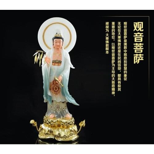 48cm large high grade Goddess figure jade Guan yin Avalokitesvara buddha Asia HOME protection Prosperity FENG SHUI Sculpture