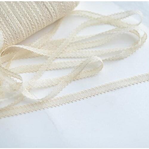 5 Meters Beige 100% Cotton Lace Trim Exquisite Crocheted Lace Ribbon For DIY Sewing Curtain Craft Decorative 1.1cm Width