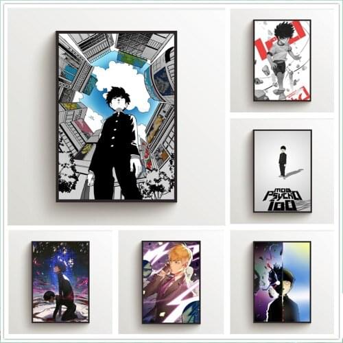 WTQ Anime Posters Mob Psycho 100 Kageyama Shigeo Reigen Arataka Canvas Painting Wall Decor Wall Art Picture Room Decor Home Deco