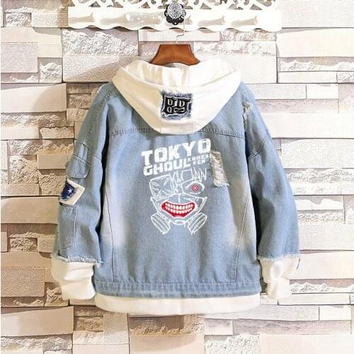 Anime Tokyo Ghoul Kaneki Ken Hoodies Sweatshirts Cosplay Costume Unisex Casual Coat Denim Jacket Hooded Top Outerwear