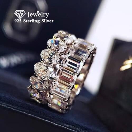 CC Ring For Women Silver 925 Bridal Wedding Rectangle Cubic Zirconia Trendy Jewelry Romantic Engagement Wedding Drop Shipping