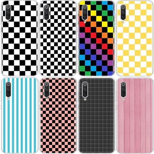 Black White Yellow Grid Phone Case For Xiaomi Mi Note 11 10 9 CC9 10T 8 A3 A2 A1 M2 F2 Lite Pro X3 K20 F1 F3 CC9E 6X 5X Cover