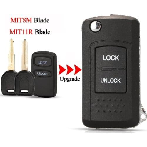 Kutery Smart Car Key Shell For Mitsubishi Montero Lancer Endeavor Eclipse Sport 2Buttons Case Cover With Right Blade Uncut Blade