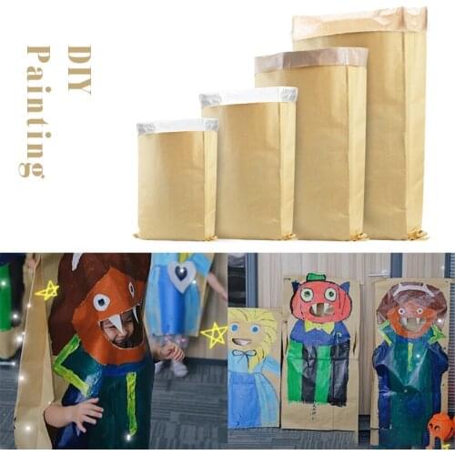 DIY Large size Christmas kraft paper Bag School handwork Painting paper folding Party decoration Decor Woven bag Halloween Decor