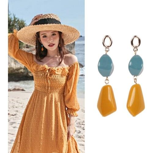 EC1117 Warm color long personality design earrings new high-grade earrings holiday casual earrings girls hit color earrings