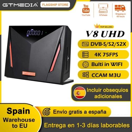 GTmedia V8 UHD,DVB-S2/S2X/T/T2/Cable, m3u,4k,H.265,Built-in Wifi,Satellite Receiver,T2-MI,1080p,PK V8 NOVA