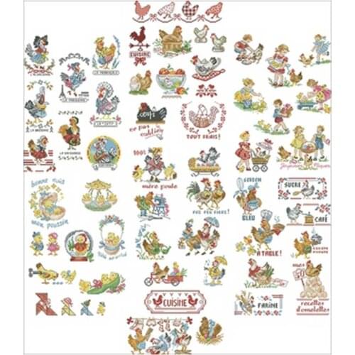 The story of French embroidery chicken Counted Cross Stitch 11CT 14CT 18CT DIY Cross Stitch Kits Embroidery Needlework Sets