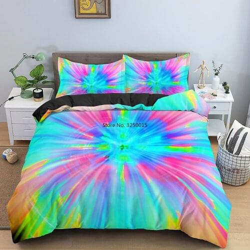 Tie Dye Bedding Set Rainbow Tie Dyed Duvet Cover Set Comfortable Bedding Queen Home Textiles Kids Boys Adults Comforter Cover