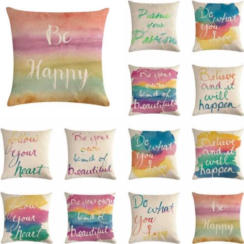 Square Pillow Painted Font Word Pillow Cover Throw Pillow Case Sofa Cushion Cover Home Decor