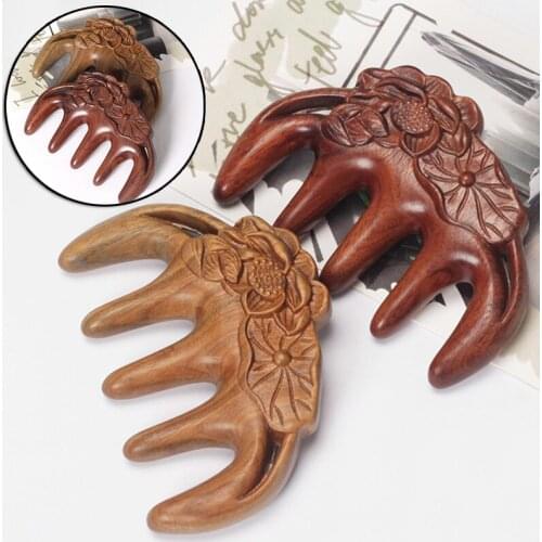 Massage Comb Green Sandalwood Comb Wide Tooth Clear Meridian prevent Hair Loss Round Head for Men and Women SANA889