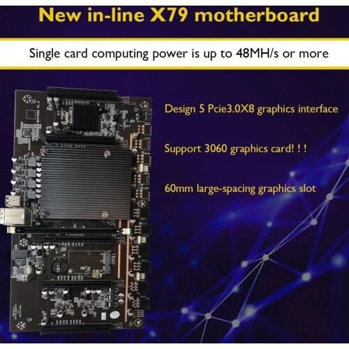 BTC Mining Motherboard BTC79X5 V1.0 LGA 2011 DDR3 Supports 32G 60mm Pitch Support RTX3060 Graphics Card for BTC Miner