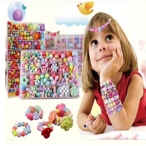 Best Gift Mixed Color 400PCS DIY Acrylic Beads set Accessories for Necklace&Bracelet Girl Developmental Toys Kids Beads Kits