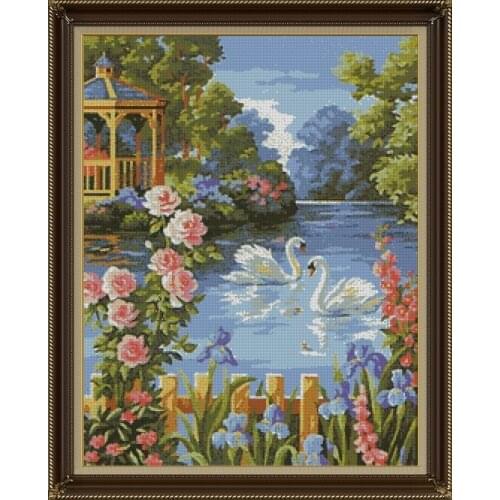 FREE delivery Top Quality lovely beautiful counted cross stitch kit swan love in the lake swans