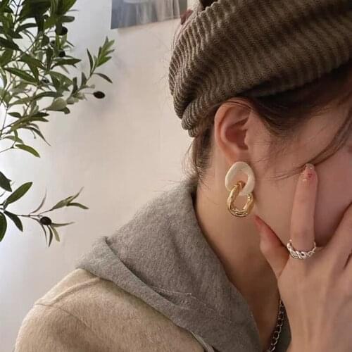 GSOLD New Trendy Vintage Geometric Irregular Metal Acrylic Drop Earrings Fashion Simple Temperament Women Party Jewelry Gifts