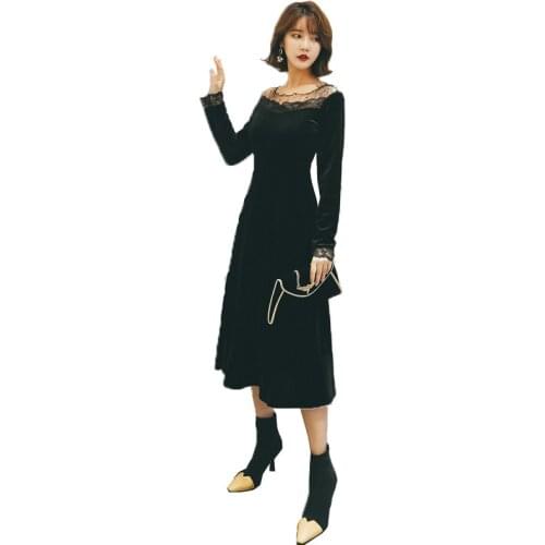 2020 New Arrival Women Female Dresses Fashion Spring Golden Velvet Summer Autumn Plus Size L XL 2XL 3XL 4XL 5XL