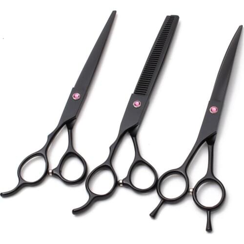 Dog Grooming Scissors Left-Hand 7" Engrave Logo JP 440C Down Curved Shears Cutting Shears Thinning Scissors Pets Scissors C4006