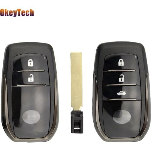 OkeyTech For Toyota 2/3 Buttons Smart Remote Key Shell For Camry Highlander RAV4 New Prado Accessories Auto Key Fob Uncut Blade