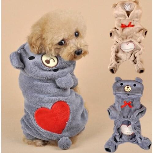 XS-XL Dog Clothes Pet Autumn Winter Warm Fleece Puppy Costume Cute Bear Cosplay Soft Breathable Hoodie For Small Medium Dog Cat