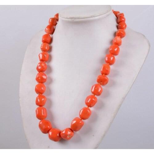 NEW 11-14mm Orange red coral rondelle beads necklace 18" A