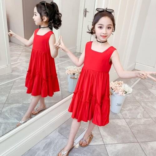 Dress For Girls Fashion Backless Party Dress Girls Sleeveless Solid Kids Dresses Summer Elegant Dress For Girls 4 6 8 10 12 Year