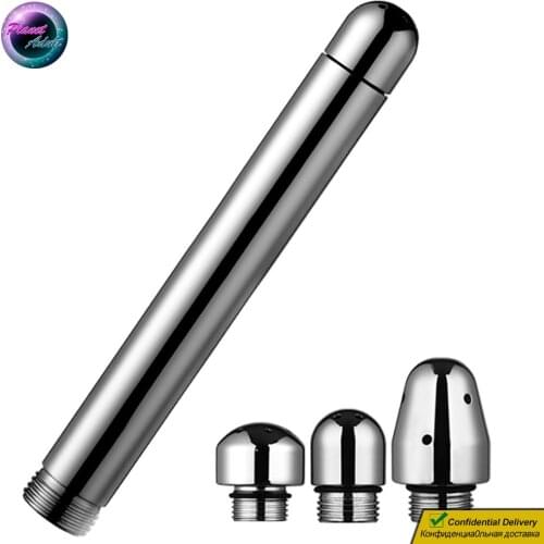Straight Handle Aluminum Alloy Anal Cleaner Butt Plug 3 Heads Changeable Bandage BDSM Prepare Tools for Women Lesbian Gay Couple
