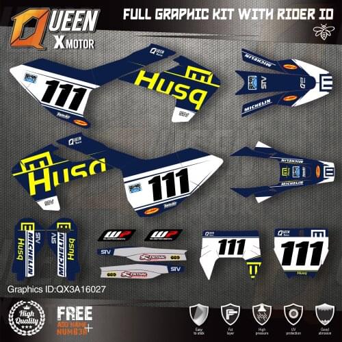 QUEEN X MOTOR Custom Team Graphics Decals 3M Stickers Kit For Husqvarna Decal 2016-18 TC FC TX FX FS 17-19 TE FE 125-450CC 027