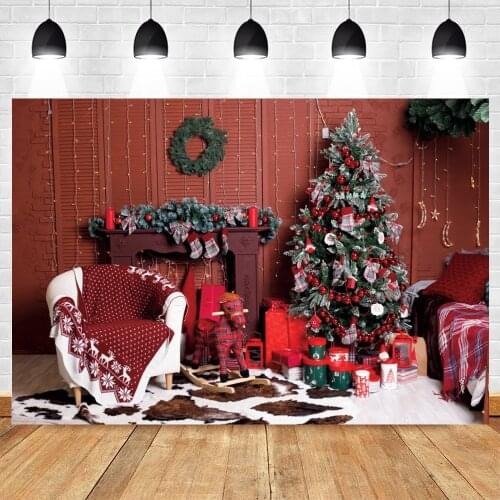Yeele Christmas Backdrop Photocall Sofa Tree Gift Baby Portrait Party Decor Background Photography For Photo Studio Photographic