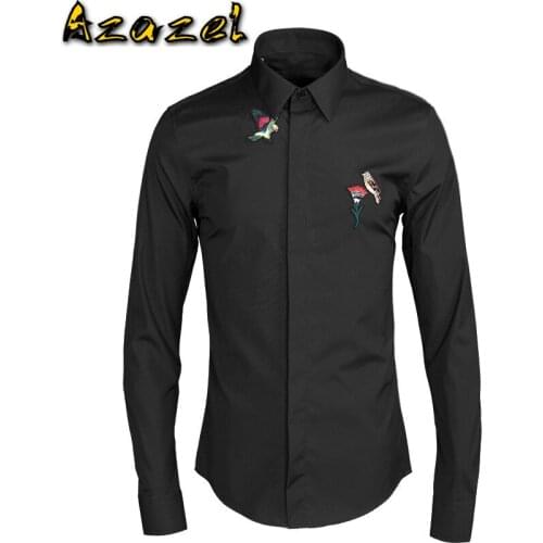 Azazel Men Shirts Luxury Pure Hand Beaded Decoration Casual Mens Shirts Plus Size 4xl Long Sleeve Cotton Mens Dress Shirts