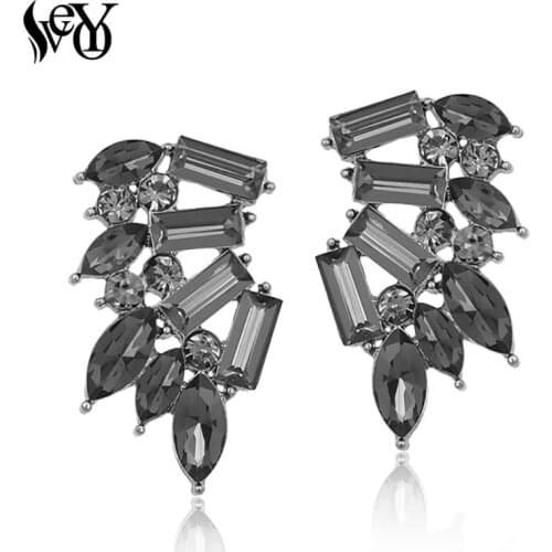 VEYO Elegant Crystal Earrings For Women New Design Rhinestone Symmetric Fan Shape Stud Earrings Gift Jewelry Top Quality