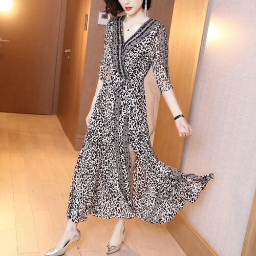 Silk Summer Women Real Ladies Beach Dresses Leopard Print Party Dress Vestidos De Verano 2020 S19CL1915 YY2966