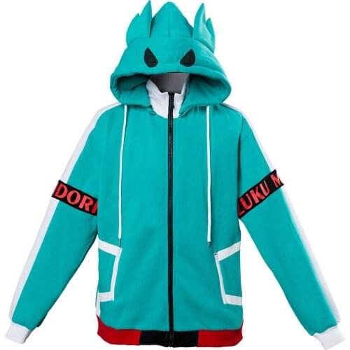 Anime Boku no My Hero Academia Midoriya Izuku Hoodie Cosplay Costume School Uniforms Zip Up Jacket Coat