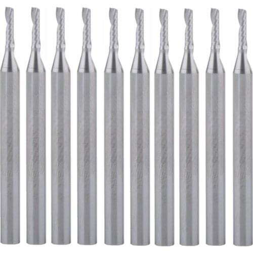 10pcs 3.175*1.5*6MM Single Flute Carbide Cutting Tools, Carving Cutters, End Milling Bits, Clean Engraving MDF, Acryl, Board