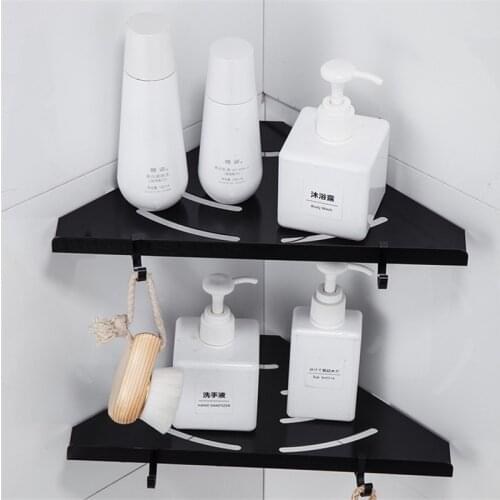 Bathroom Corner Shelf Wall Mounted Bathroom Shelf Bath Shower Shelf Bath Shampoo Holder Black Aluminum Corner shelf