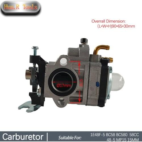 2 Stroke Gasoline Chainsaw Lawn Mower Carburetor Replacement For 1E48F-5 BC58 BC580 58CC 48-5 MP15 15MM