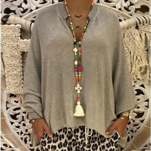 Plus Size Winter Autumn Fashion Solid Blouse Lady Casual Loose V-Neck Tee Top Female Women Long Sleeve Shirt Blusa Pullover