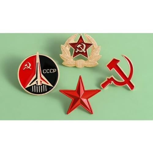 Soviet sickle hammer star Pentagram Enamel pin cute cartoon clothes new Brooches For friends jewelry Badge