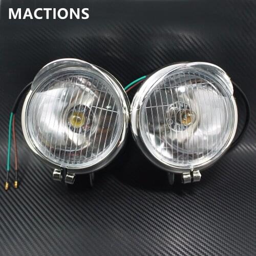 1 Pair Chrome Motorcycle Fog Lights Headlight Lamp Universal DC12V For Universal Motorcycles