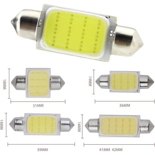 1pcs Auto Bulbs Sigal Lamp Cob Reading Interior Small Lights Decoration 31mm Festoon 36mm 39mm 41mm Socket For Car