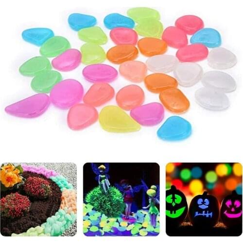 100pcs Garden Luminous Glowing Stone Pebble Glow in the Dark Garden Glow Stones Rocks for Walkways Garden Path Patio Lawn Decor