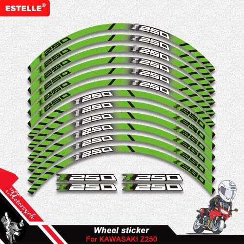 New 12 Pcs Motorcycle Wheels Stickers stripe moto Reflective Decorative protection Rim tire decals sticker For KAWASAKI Z125 Z 1